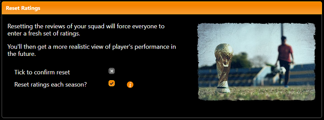 Form for resetting player ratings.